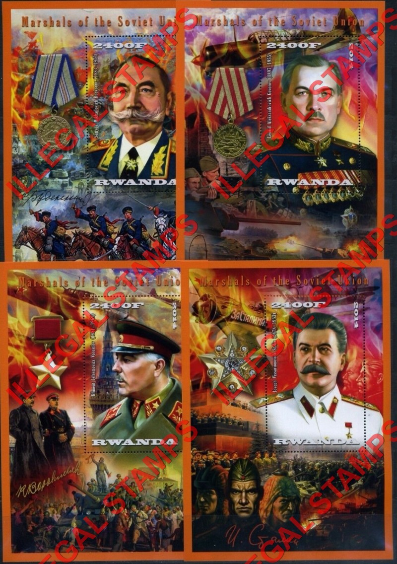 Rwanda 2014 Marshals of the Soviet Union Illegal Stamp Souvenir Sheets of 1 (Part 1) Rwanda 2014 Marshals of the Soviet Union Illegal Stamp Souvenir Sheets of 1 (Part 1)