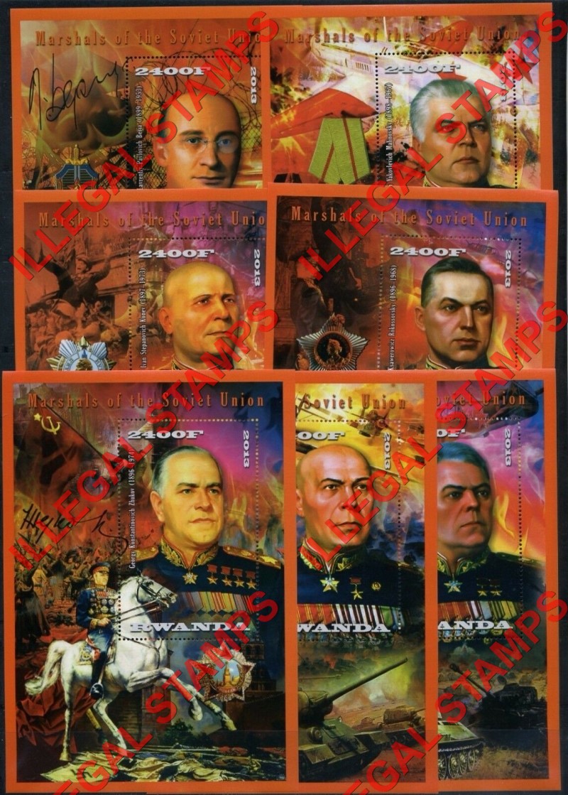 Rwanda 2014 Marshals of the Soviet Union Illegal Stamp Souvenir Sheets of 1 (Part 2) Rwanda 2014 Marshals of the Soviet Union Illegal Stamp Souvenir Sheets of 1 (Part 2)