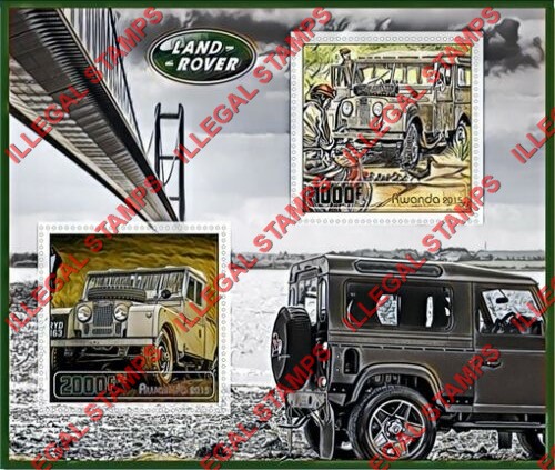 Rwanda 2015 Land Rover Illegal Stamp Souvenir Sheet of 2 Rwanda 2015 Land Rover Illegal Stamp Souvenir Sheet of 2