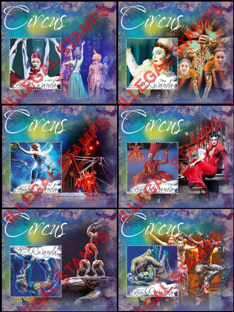 Rwanda 2018 Circus Illegal Stamp Souvenir Sheets of 1