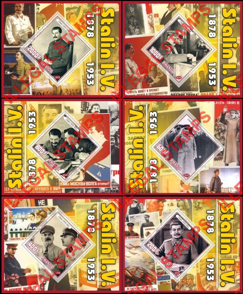 Rwanda 2018 Stalin Illegal Stamp Souvenir Sheets of 1