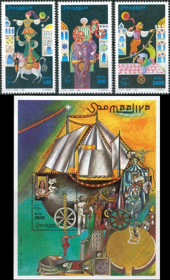 Somalia 1998 Circus Michel 701-703 BL 51 Somalia 1998 Circus Michel 701-703 BL 51
