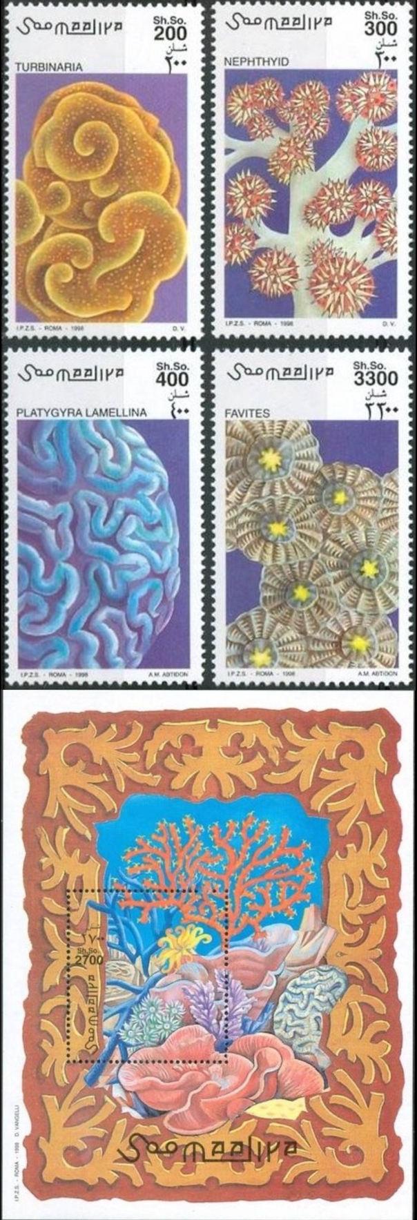 Somalia 1998 Corals Michel 730-733 BL 57 Somalia 1998 Corals Michel 730-733 BL 57