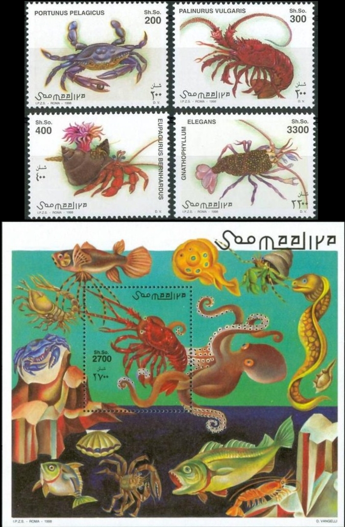 Somalia 1998 Marine Fauna Crustaceans and Fish Michel 705-708 BL 52 Somalia 1998 Marine Fauna Crustaceans and Fish Michel 705-708 BL 52