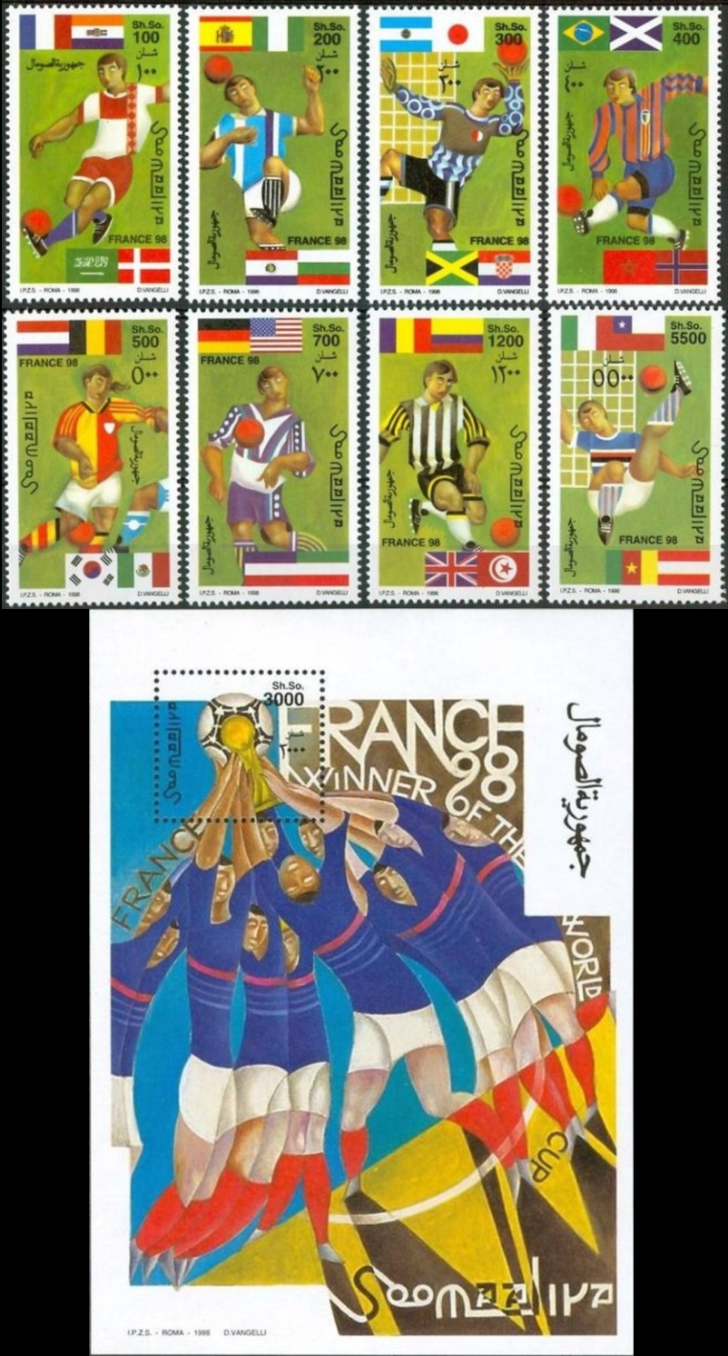 Somalia 1998 Soccer France 1998 Football Cup Michel 674-681 BL 46 Somalia 1998 Soccer France 1998 Football Cup Michel 674-681 BL 46