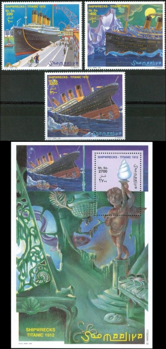 Somalia 1998 Shipwrecks Titanic Michel 722-724 BL 55 Somalia 1998 Shipwrecks Titanic Michel 722-724 BL 55