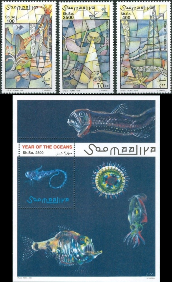 Somalia 1998 International Year of the Oceans Michel 713-715 BL 53 Somalia 1998 International Year of the Oceans Michel 713-715 BL 53