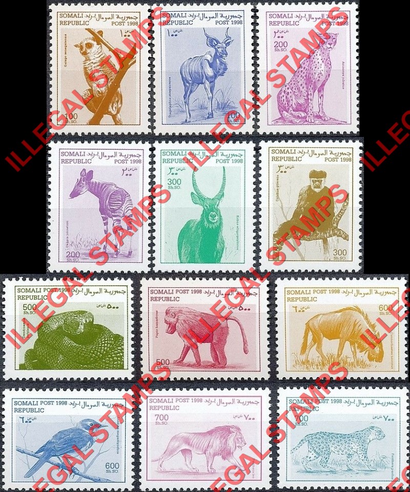 Somalia 1998 Animals Illegal Stamp Set of 12 Somalia 1998 Animals Illegal Stamp Set of 12