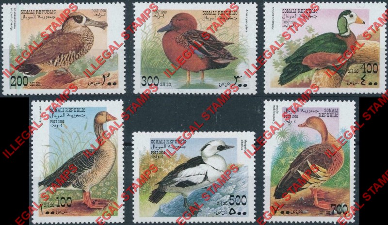 Somalia 1998 Birds Ducks Illegal Stamp Set of 6 Somalia 1998 Birds Ducks Illegal Stamp Set of 6