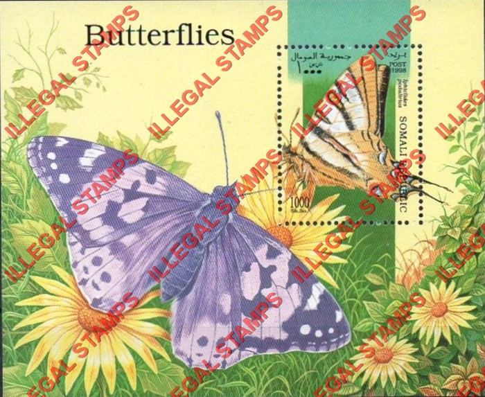 Somalia 1998 Butterflies Illegal Stamp Souvenir Sheet of 1 Somalia 1998 Butterflies Illegal Stamp Souvenir Sheet of 1