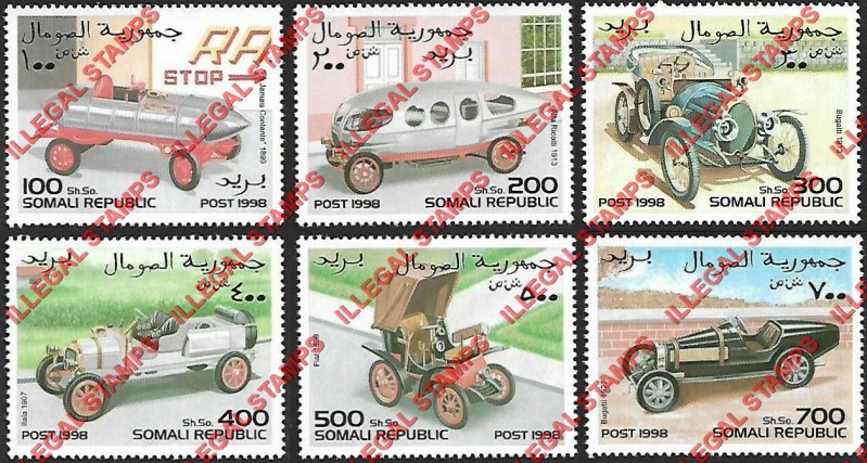 Somalia 1998 Cars Illegal Stamp Set of 6 Somalia 1998 Cars Illegal Stamp Set of 6