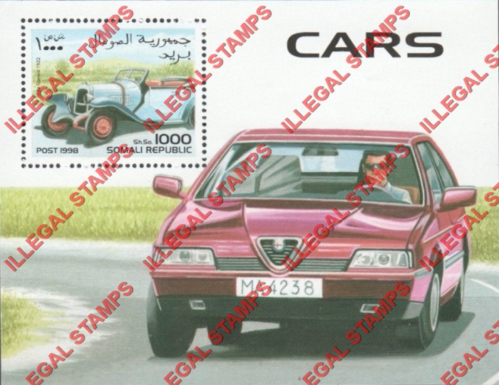 Somalia 1998 Cars Illegal Stamp Souvenir Sheet of 1 Somalia 1998 Cars Illegal Stamp Souvenir Sheet of 1