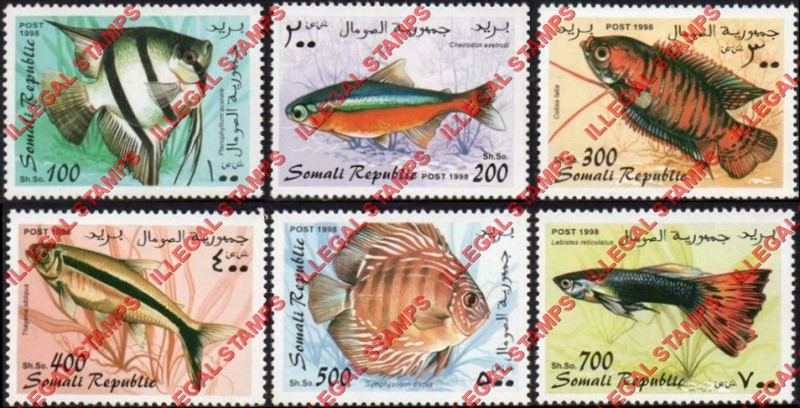 Somalia 1998 Fish Illegal Stamp Set of 6 Somalia 1998 Fish Illegal Stamp Set of 6