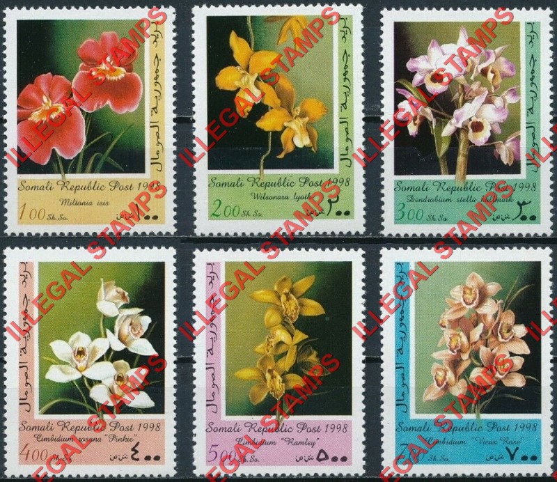 Somalia 1998 Orchids Illegal Stamp Set of 6 Somalia 1998 Orchids Illegal Stamp Set of 6