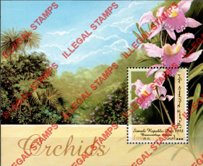 Somalia 1998 Orchids Illegal Stamp Souvenir Sheet of 1 Somalia 1998 Orchids Illegal Stamp Souvenir Sheet of 1