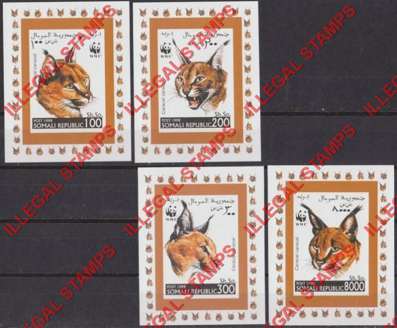 Somalia 1998 WWF Caracal Illegal Stamp Deluxe Souvenir Sheets of 1 Somalia 1998 WWF Caracal Illegal Stamp Deluxe Souvenir Sheets of 1