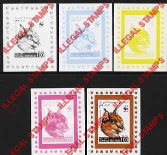 Somalia 1998 WWF Caracal Illegal Stamp Deluxe Souvenir Sheets of 1 Color Proof Set Somalia 1998 WWF Caracal Illegal Stamp Deluxe Souvenir Sheet of 1 Color Proof Set