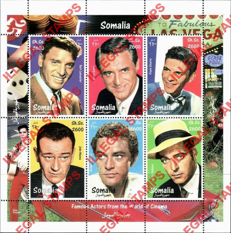 Somalia 1998 Famous Cinema Actors and Actresses Illegal Stamp Souvenir Sheet of 6 (Sheet 3) Somalia 1998 Famous Cinema Actors and Actresses Illegal Stamp Souvenir Sheet of 6 (Sheet 3)