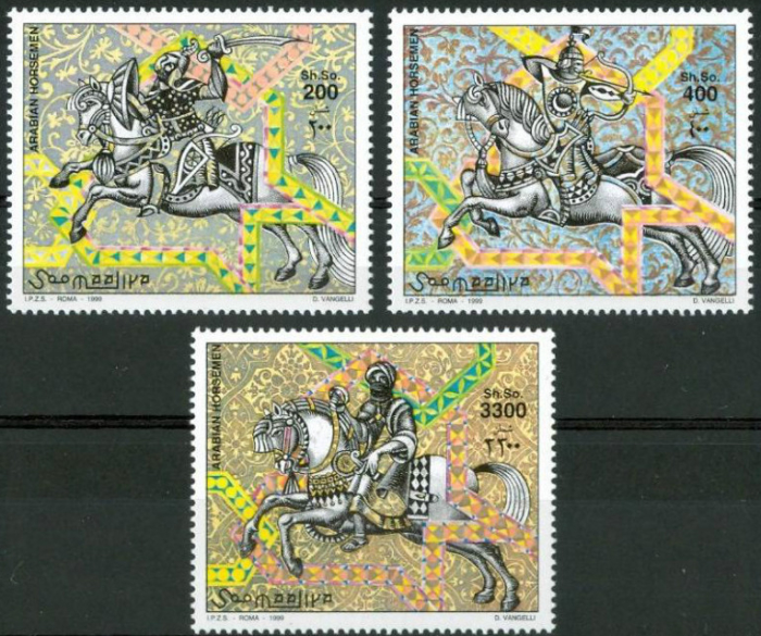 Somalia 1999 Arabian Horsemen Michel 739-741 Somalia 1999 Arabian Horsemen Michel 739-741