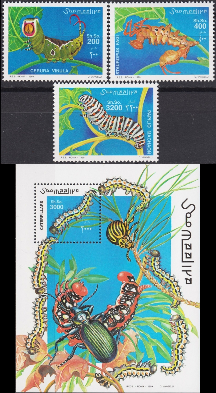 Somalia 1999 Caterpillars Michel 754-756 BL 61 Somalia 1999 Caterpillars Michel 754-756 BL 61