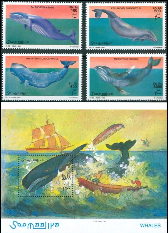 Somalia 1999 Whales Michel 789-792 BL 64 Somalia 1999 Whales Michel 789-792 BL 64