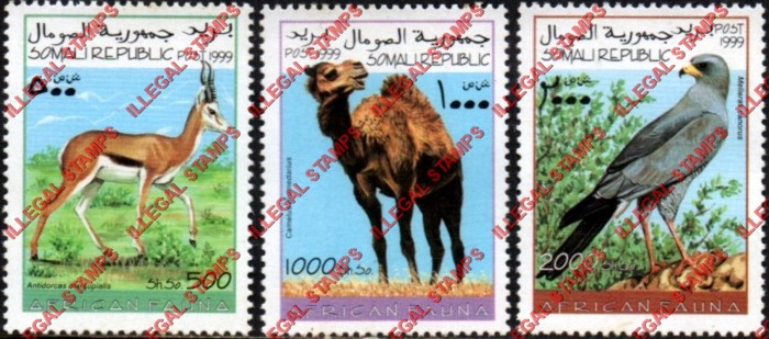 Somalia 1999 African Fauna Animals Illegal Stamp Set of 3 Somalia 1999 African Fauna Animals Illegal Stamp Set of 3