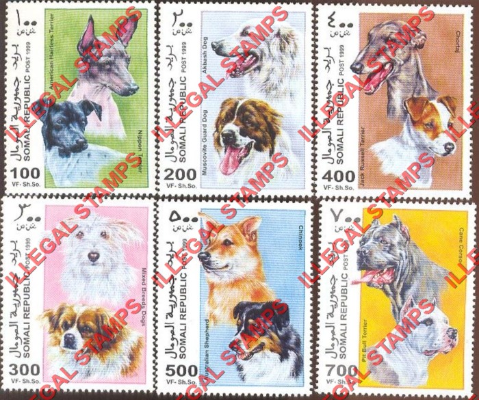 Somalia 1999 Dogs Illegal Stamp Set of 6 Somalia 1999 Dogs Illegal Stamp Set of 6