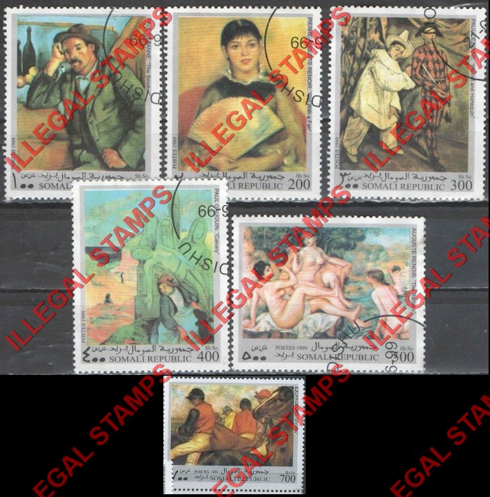 Somalia 1999 Paintings Illegal Stamp Set of 6 Somalia 1999 Paintings Illegal Stamp Set of 6