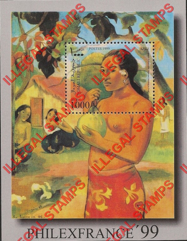 Somalia 1999 Paintings Illegal Stamp Souvenir Sheet of 1 Somalia 1999 Paintings Illegal Stamp Souvenir Sheet of 1