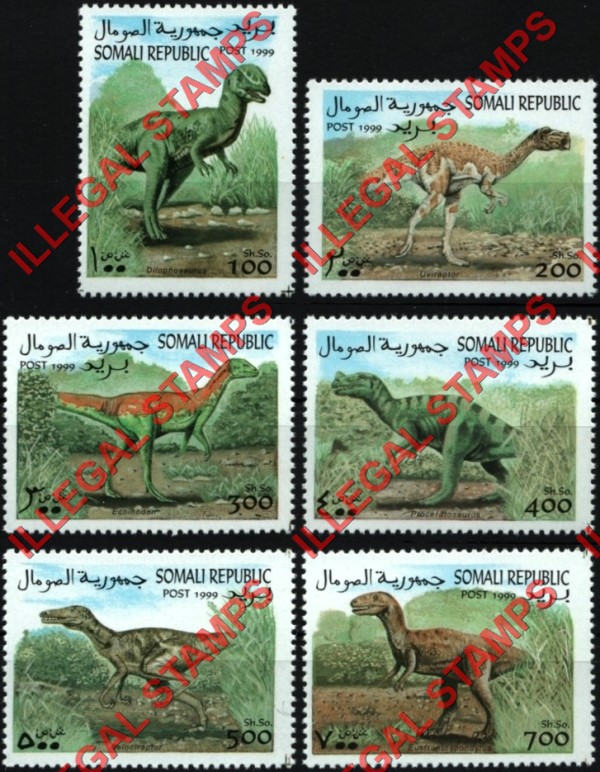 Somalia 1999 Prehistoric Animals Dinosaurs Illegal Stamp Set of 6 Somalia 1999 Prehistoric Animals Dinosaurs Illegal Stamp Set of 6