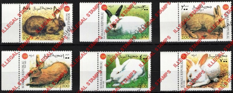 Somalia 1999 Rabbits Chinese Lunar Year Illegal Stamp Set of 6 Somalia 1999 Rabbits Chinese Lunar Year Illegal Stamp Set of 6