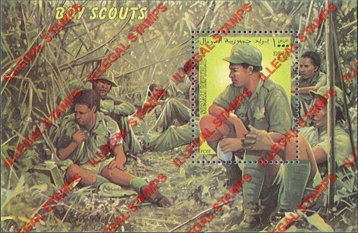 Somalia 1999 Scouts Illegal Stamp Souvenir Sheet of 1 Somalia 1999 Scouts Illegal Stamp Souvenir Sheet of 1