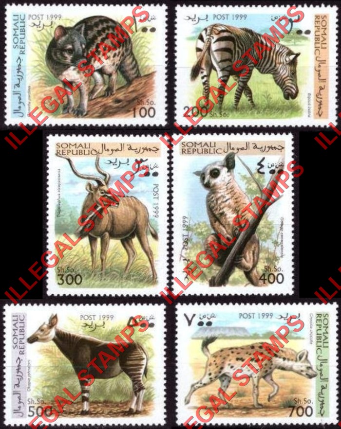Somalia 1999 Wild Animals Illegal Stamp Set of 6 Somalia 1999 Wild Animals Illegal Stamp Set of 6