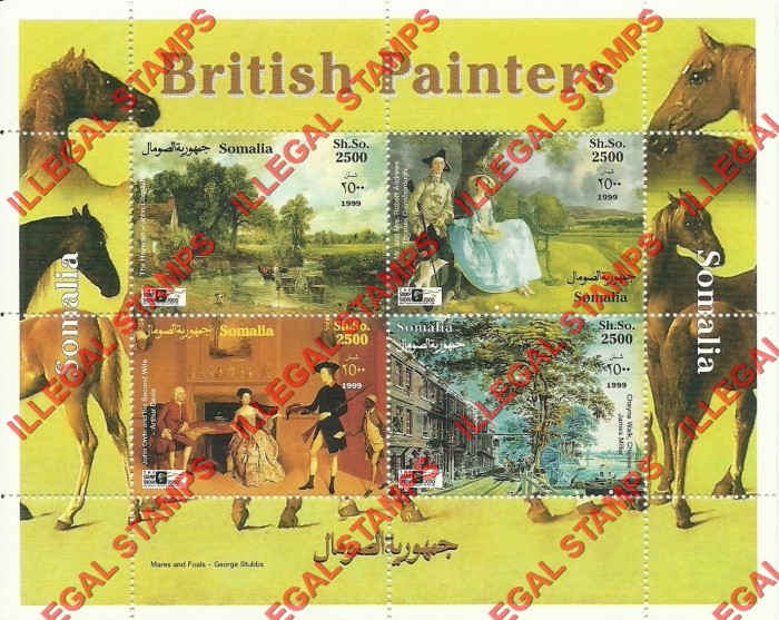 Somalia 1999 British Painters Paintings Illegal Stamp Souvenir Sheet of 4 Somalia 1999 British Painters Paintings Illegal Stamp Souvenir Sheet of 4