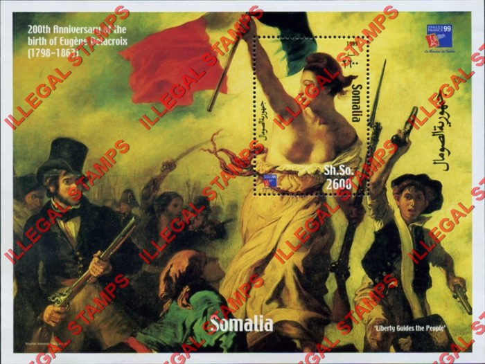 Somalia 1999 Eugene Delacroix Illegal Stamp Souvenir Sheet of 1 Somalia 1999 Eugene Delacroix Illegal Stamp Souvenir Sheet of 1