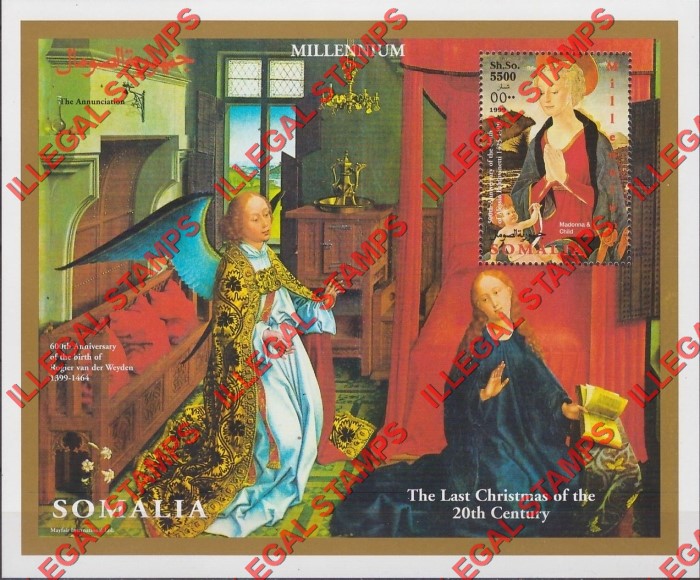 Somalia 1999 Millenium Christmas Illegal Stamp Souvenir Sheet of 1 Somalia 1999 Millenium Christmas Illegal Stamp Souvenir Sheet of 1