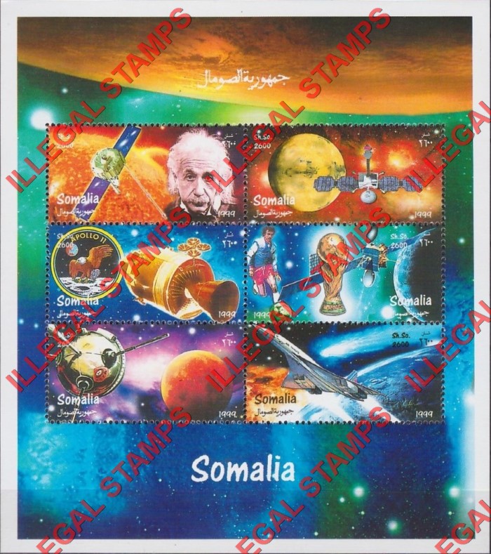 Somalia 1999 Space Illegal Stamp Souvenir Sheet of 6 Somalia 1999 Space Illegal Stamp Souvenir Sheet of 6