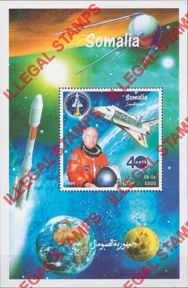 Somalia 1999 Space Illegal Stamp Souvenir Sheet of 1 Somalia 1999 Space Illegal Stamp Souvenir Sheet of 1