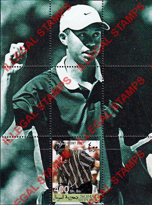 Somalia 2001 Tiger Woods Illegal Stamp Souvenir Sheet of 1 Somalia 2001 Tiger Woods Illegal Stamp Souvenir Sheet of 1