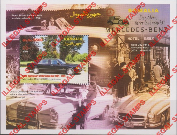 Somalia 2001 Cars Mercedes Benz Illegal Stamp Souvenir Sheet of 1 Somalia 2001 Cars Mercedes Benz Illegal Stamp Souvenir Sheet of 1