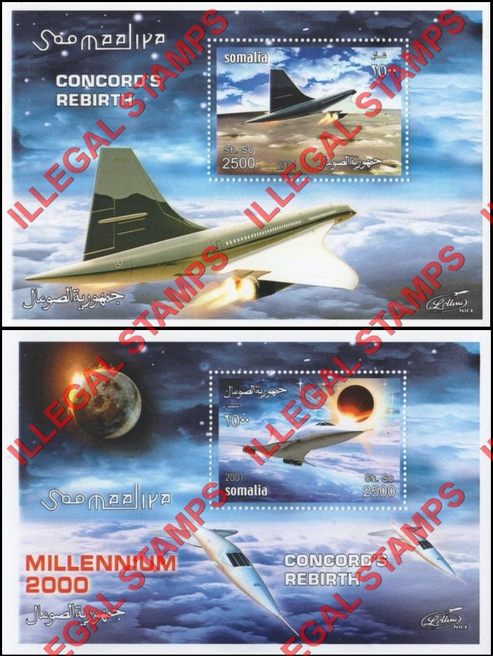 Somalia 2001 Concorde Rebirth Illegal Stamp Souvenir Sheets of 1 (Part 1) Somalia 2001 Concorde Rebirth Illegal Stamp Souvenir Sheets of 1 (Part 1)