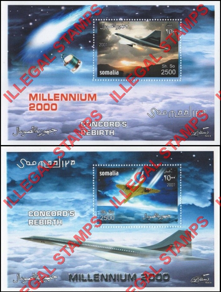Somalia 2001 Concorde Rebirth Illegal Stamp Souvenir Sheets of 1 (Part 2) Somalia 2001 Concorde Rebirth Illegal Stamp Souvenir Sheets of 1 (Part 2)