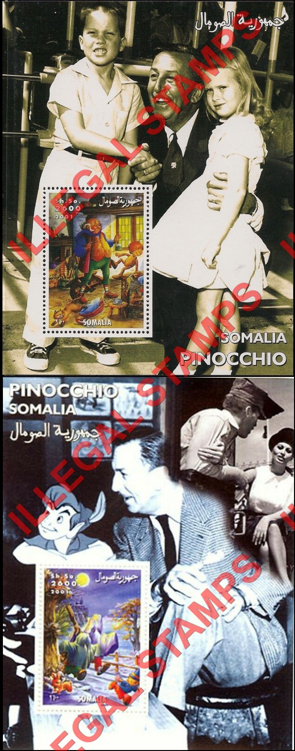 Somalia 2001 Pinocchio Christmas Walt Disney Illegal Stamp Souvenir Sheets of 1 (Part 1) Somalia 2001 Pinocchio Christmas Walt Disney Illegal Stamp Souvenir Sheets of 1 (Part 1)