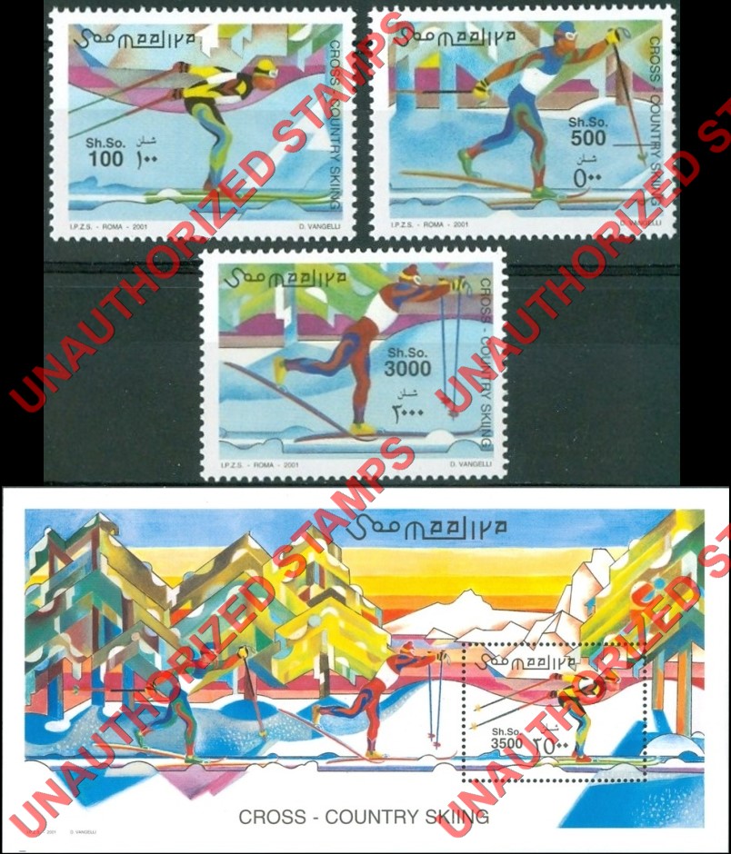 Somalia 2000 Unauthorized IPZS Cross Country Skiing Stamps Michel 864-866 BL 76 Somalia 2001 Unauthorized IPZS Cross Country Skiing Stamps Michel 864-866 BL 76