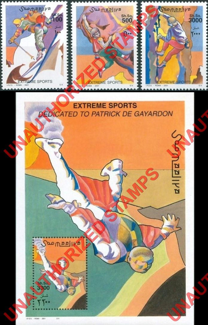 Somalia 2000 Unauthorized IPZS Extreme Sports Stamps Michel 911-913 BL 83 Somalia 2001 Unauthorized IPZS Extreme Sports Stamps Michel 911-913 BL 83