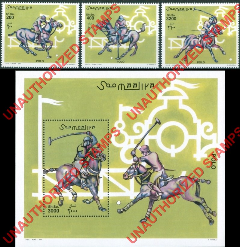 Somalia 2000 Unauthorized IPZS Polo Stamps Michel 920-922 BL 85 Somalia 2001 Unauthorized IPZS Polo Stamps Michel 920-922 BL 85