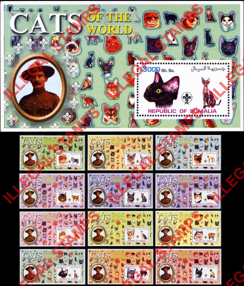 Somalia 2002 Cats of the World Series 2 Illegal Stamp Souvenir Sheets of 1 Somalia 2002 Cats of the World Series 2 Illegal Stamp Souvenir Sheets of 1
