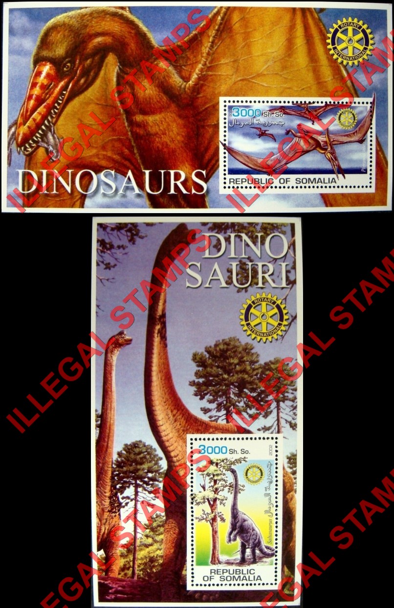 Somalia 2002 Dinosaurs with Rotary International logos Illegal Stamp Souvenir Sheets of 1 (Part 2) Somalia 2002 Dinosaurs with Rotary International logos Illegal Stamp Souvenir Sheets of 1 (Part 2)