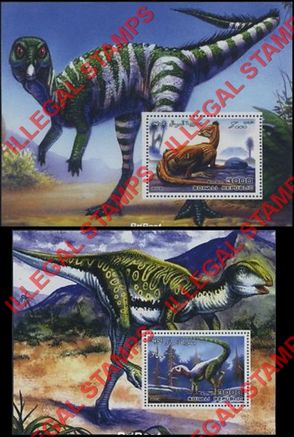 Somalia 2002 Dinosaurs Illegal Stamp Souvenir Sheets of 1 Somalia 2002 Dinosaurs Illegal Stamp Souvenir Sheets of 1
