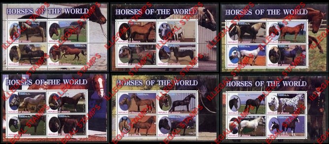 Somalia 2002 Horses of the World Illegal Stamp Souvenir Sheets of 4 Somalia 2002 Horses of the World Illegal Stamp Souvenir Sheets of 4